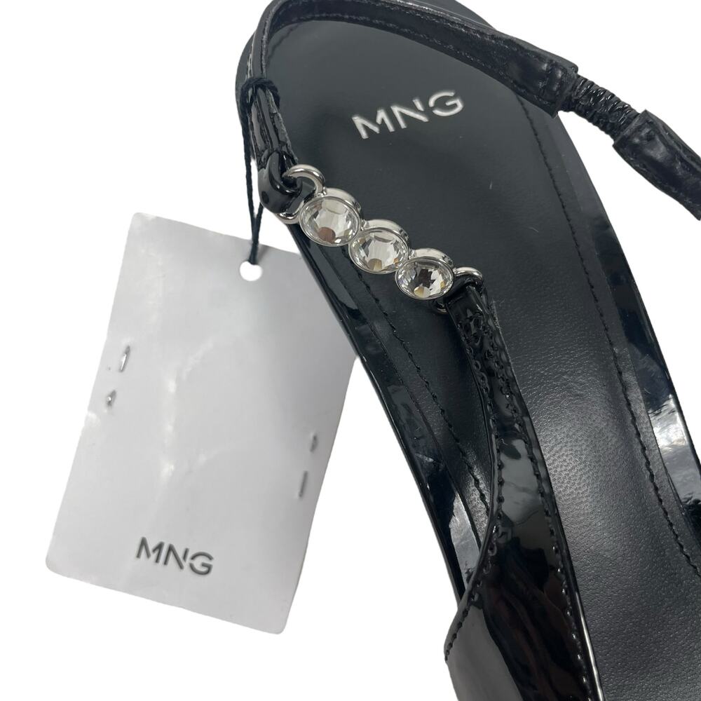 Mango MNG Rhinestone Slingback Kitten Heel Pump Black Size 40/ US 9 - Picture 13 of 13